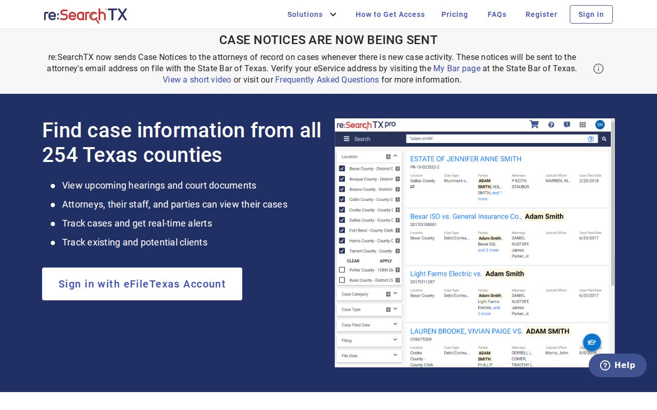 Wise County court docket statewide re SearchTX access