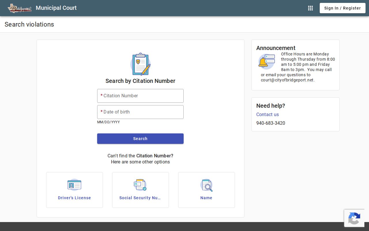 Bridgeport court docket official-linked online citation search
