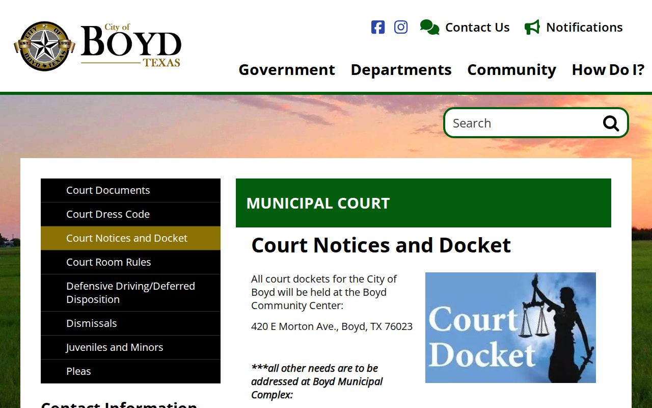 Boyd court docket notices and municipal schedule source