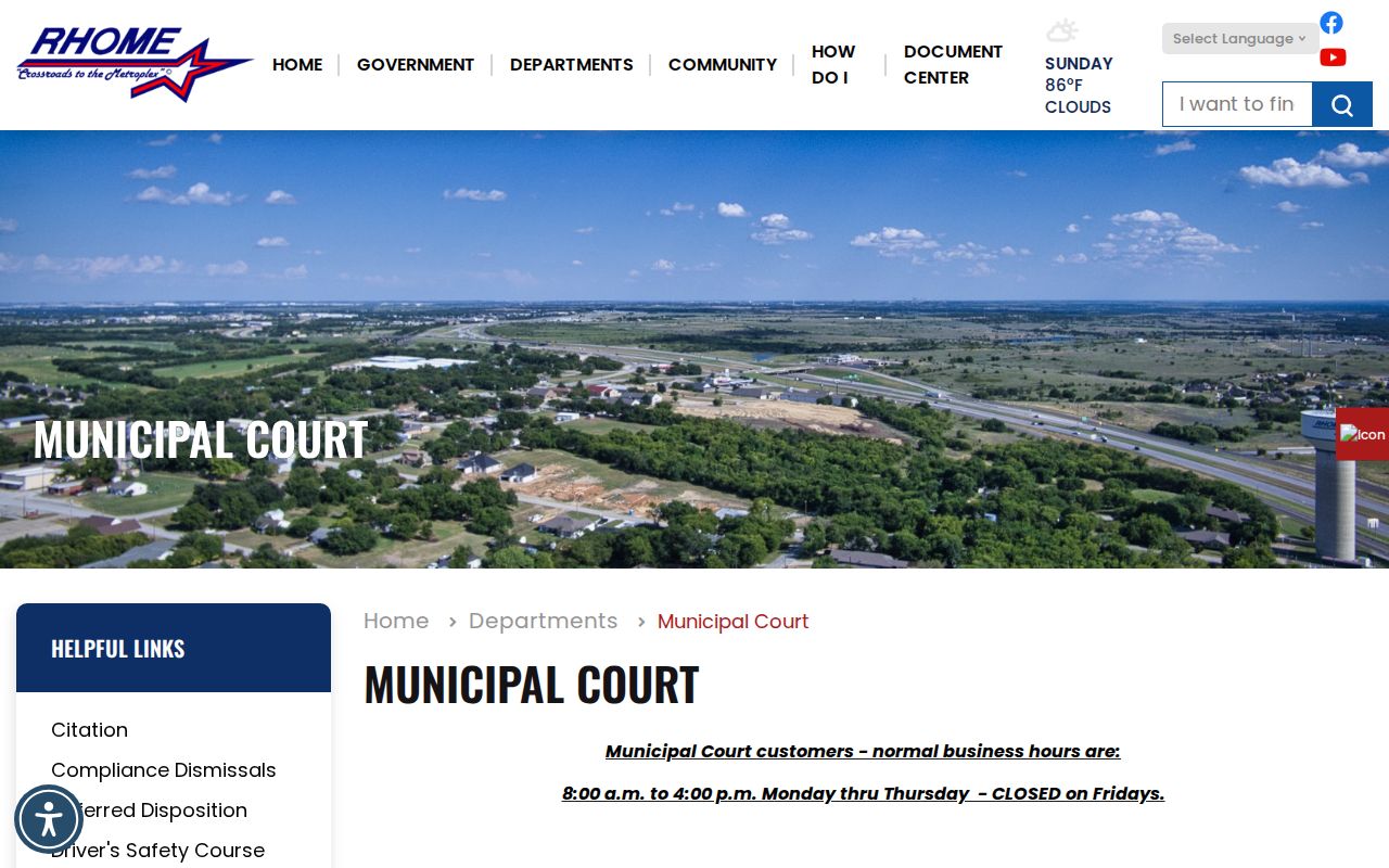 Rhome court docket office and plea information
